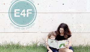 Parents in Madrid: Tania & little one reading E4F